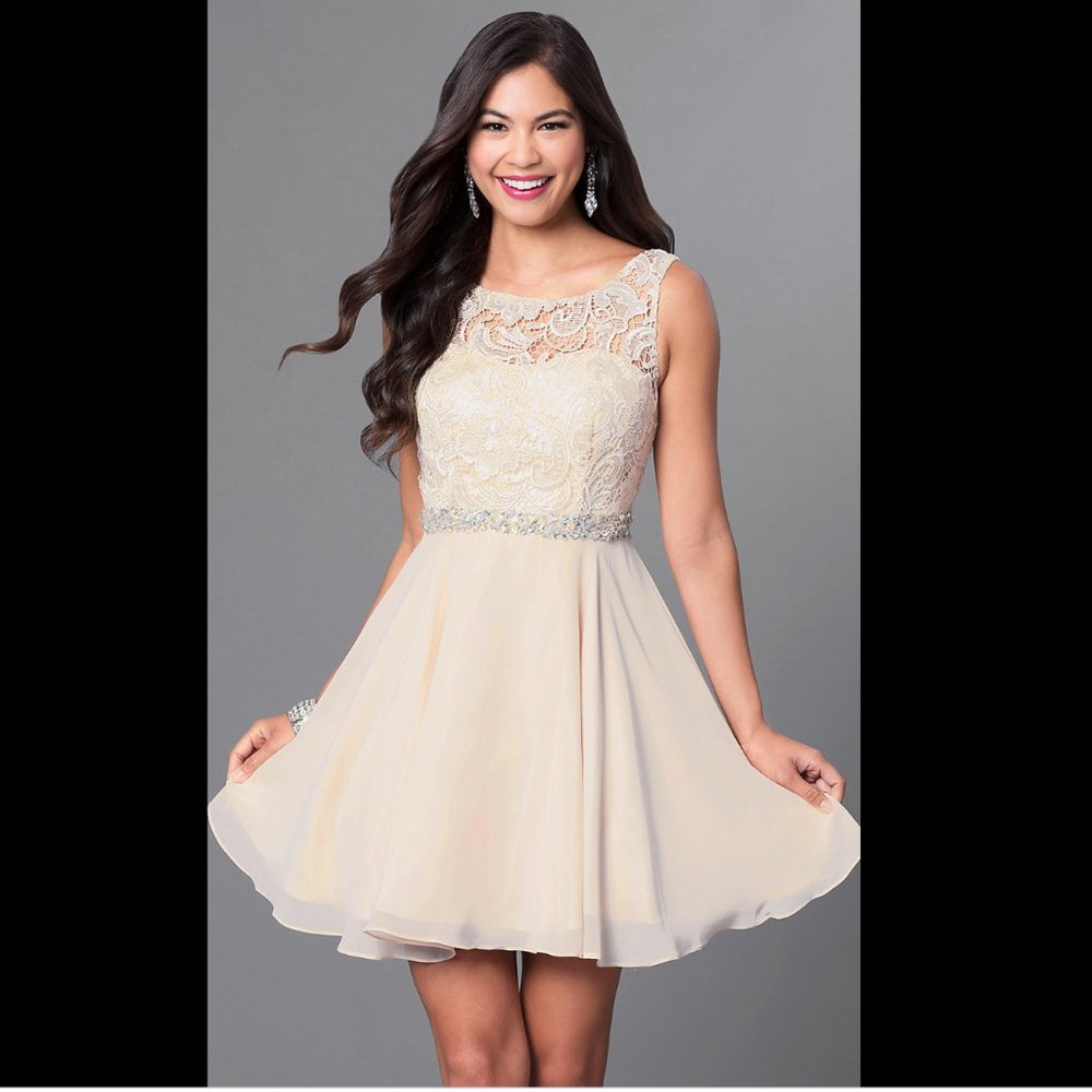 Lace Bodice A-Line Semi-Formal Dress Size 8